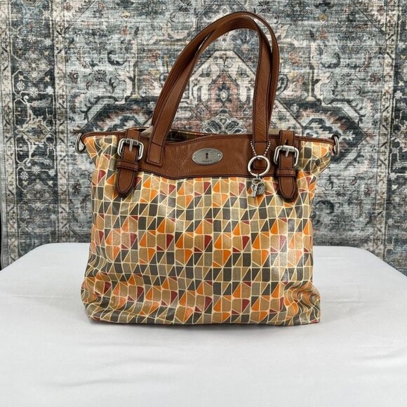 Fossil Key-Per Coated Floral Shoulder Bag Large Leather Trim Color Block - Picture 1 of 16